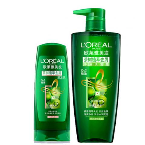 欧莱雅洗发水茶树植萃无硅油去屑止痒净...
